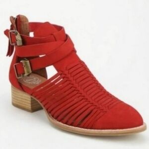 Jeffrey Campbell Red Strappy Sandals with Low Heel